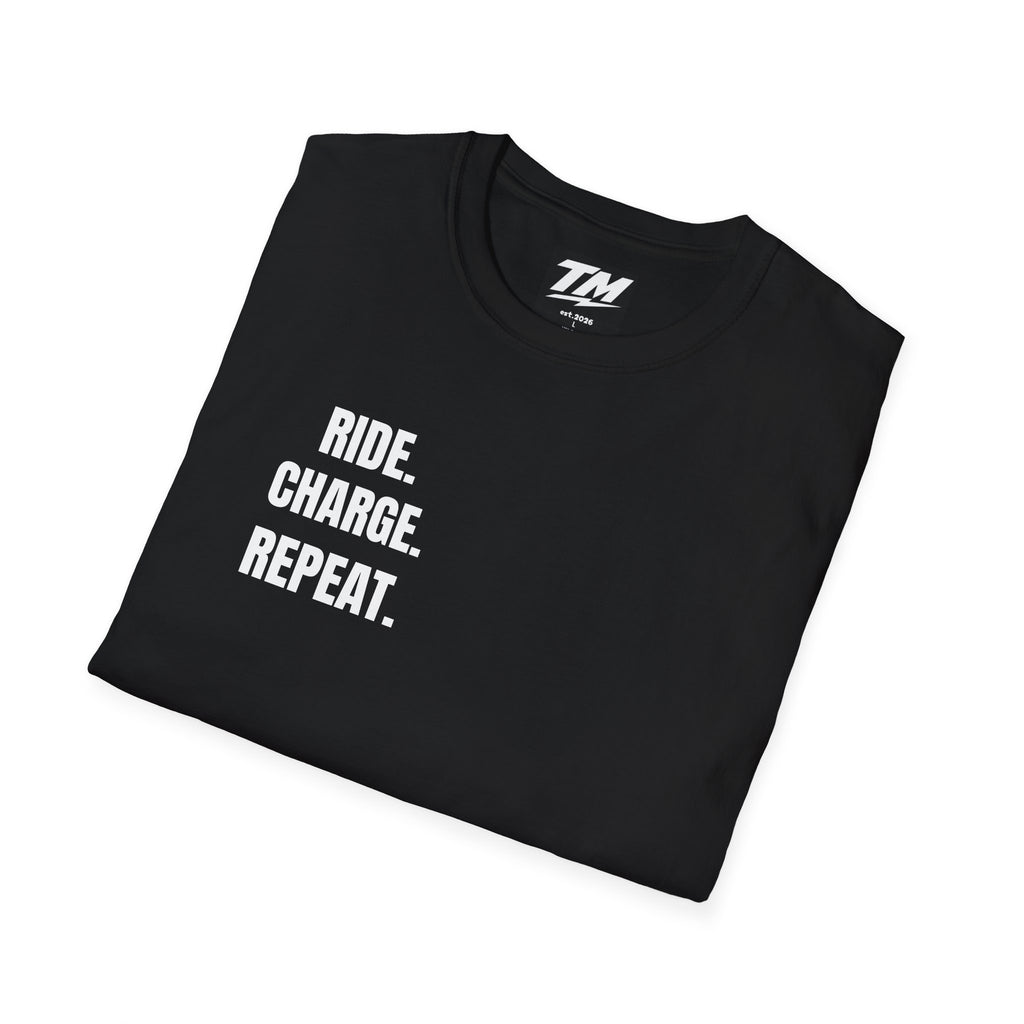 Ride. Charge. Repeat. Black T-Shirt