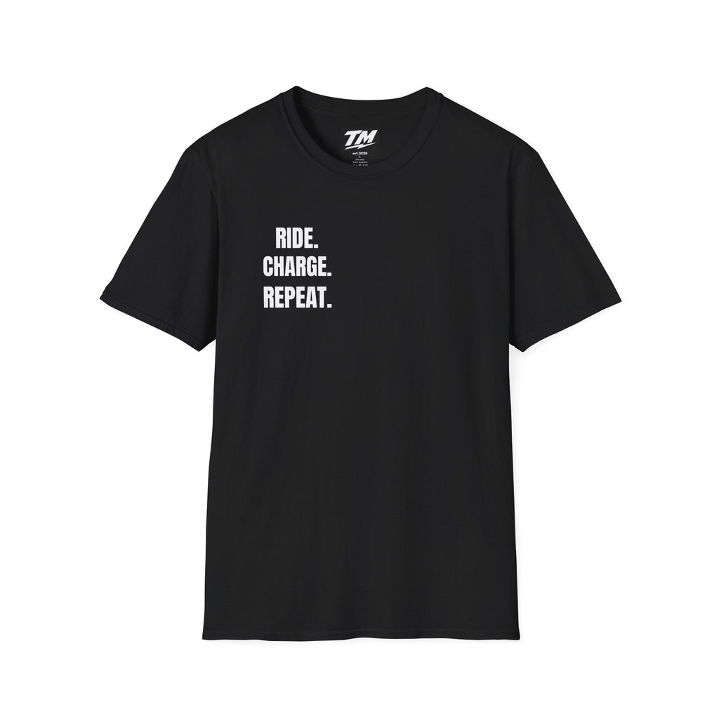 Ride. Charge. Repeat. Black T-Shirt